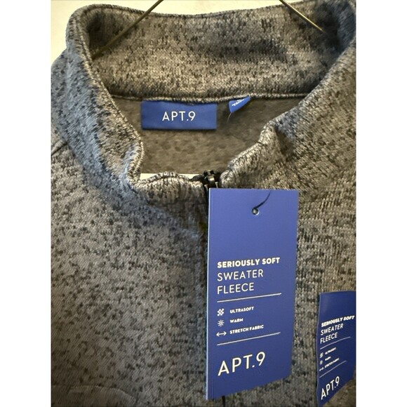 Apt 9 Men’s Seriously Fleece Sweater 1/4 Zip Large Warm Gray Ultrasoft Stretch - Picture 2 of 8